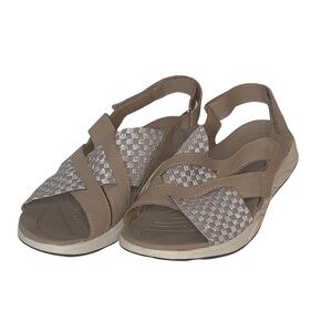 Earth Spirit Taupe Metallic Woven Slingback Sandal Women's Size 11
